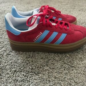 Adidas Gazelle Red with Blue Stripes Sneakers